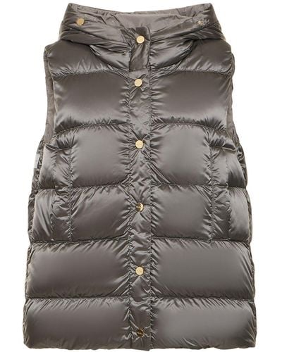 Max Mara Josft Quilted Reversible Hooded Vest - Grey