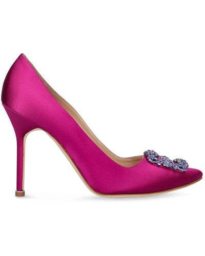 Manolo Blahnik Hangisi 105 Crystal-embellished Satin Court Shoes - Pink