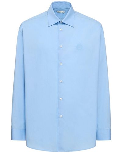 Bally Chemise en coton à logo - Bleu