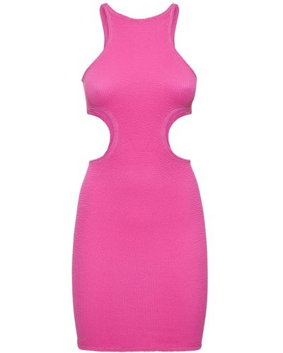 Reina Olga Ele Cut Out Crinkle Stretch Mini Dress - Pink