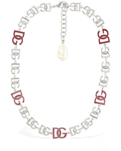 Dolce & Gabbana Multi Dg Logo Collar Necklace - White