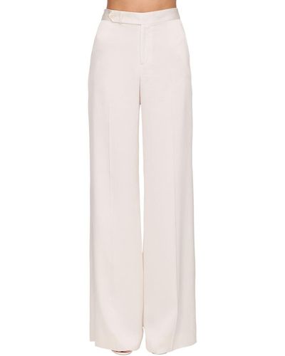 Ralph Lauren Collection Pantaloni Vita Alta In Raso - Bianco
