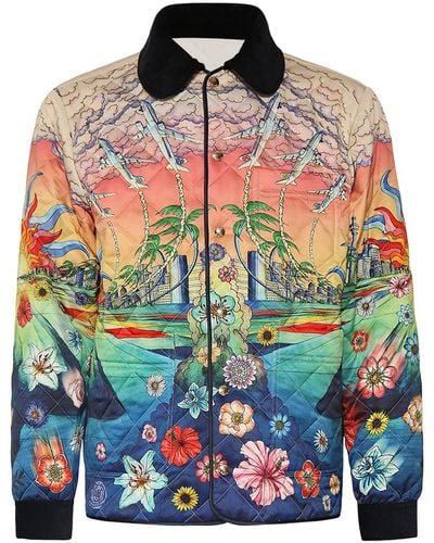 Casablancabrand L'Envol Print Quilted Satin Jacket - Multicolour