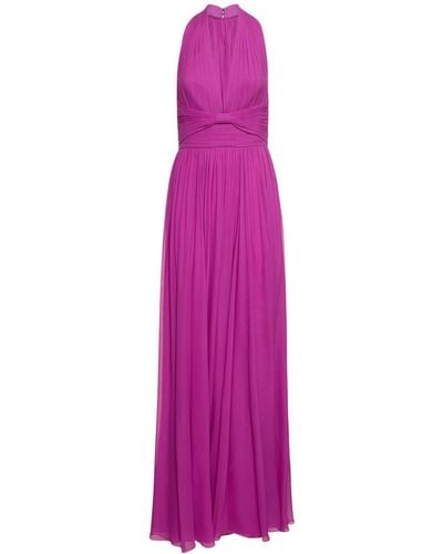 Elie Saab Halterneck Silk Gown - Purple