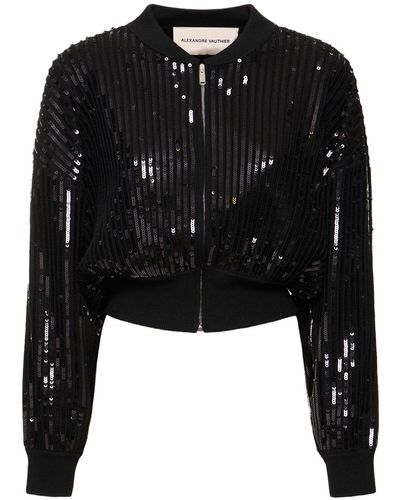 Alexandre Vauthier Sequined Knit Jacket - Black