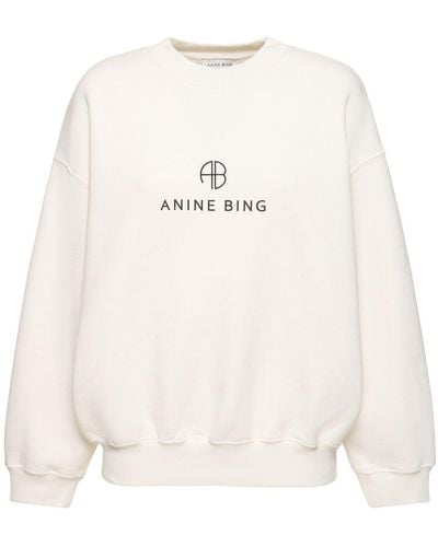 Anine Bing Sweat-shirt en coton mélangé à monogramme jaci - Blanc