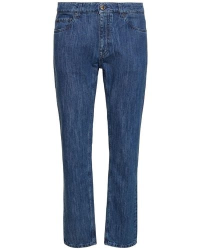 Etro Jeans rectos de denim de algodón - Azul