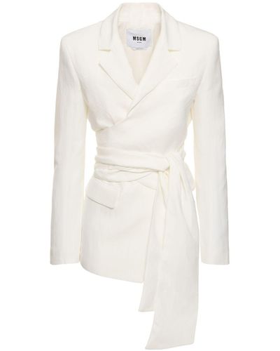 MSGM Envers Satin Wrap Scarf Jacket - White