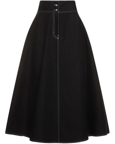 Max Mara Yamato コットン&リネンキャンバススカート - ブラック