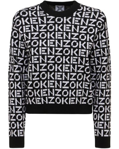 KENZO Monogram Cotton Blend Sweater - Black