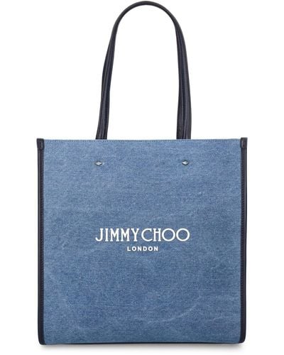 Jimmy Choo Tote Aus Denim Mit Logo - Blau