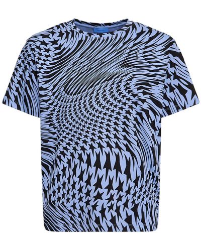 Mugler Swirling Star Printed Cotton T-shirt - Blue