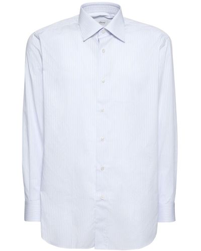 Brioni Textured Stripe Cotton Shirt - White