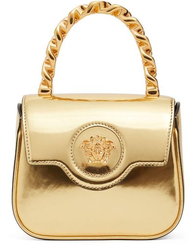 Versace Mini Medusa Leather Top Handle Bag - Metallic