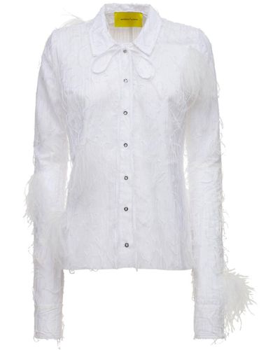 Marques'Almeida コットン&フェザーシャツ - ホワイト