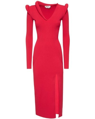 Alexander McQueen Vestido de viscosa - Rojo