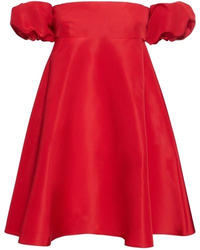 Valentino Faille Off-the-shoulder Mini Dress - Red