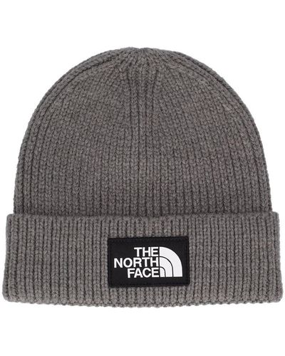 The North Face Logo Acrylic Blend Knit Beanie - Grey