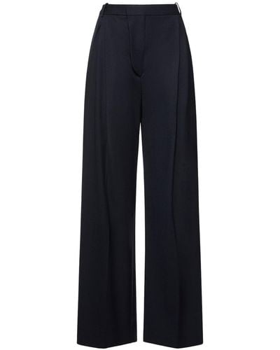 Victoria Beckham Pantaloni larghi in misto lana - Blu