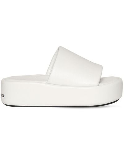 Balenciaga 50mm Rise Leather Wedge Sandals - White