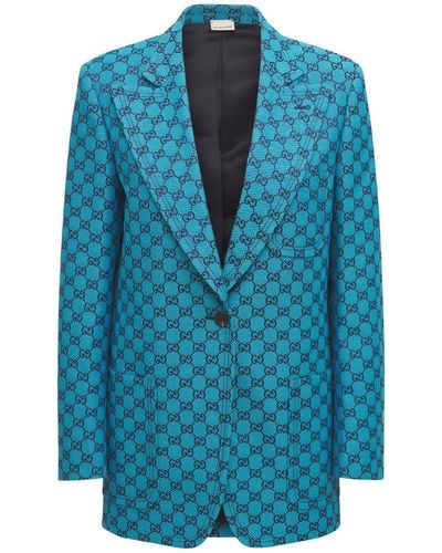 Gucci Gg Multicolor コットンブレンドジャケット - ブルー