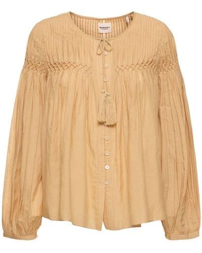Isabel Marant Abadi Buttoned Cotton Blend Shirt - Natural