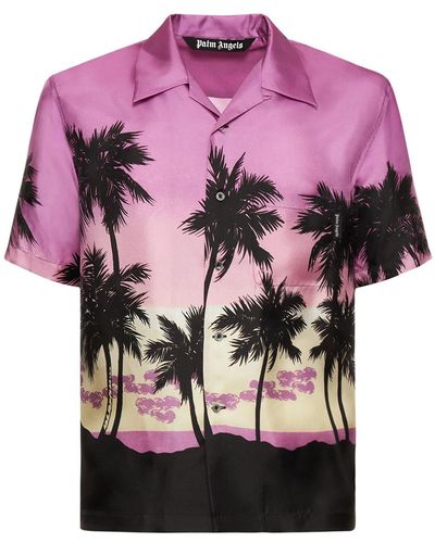 Palm Angels Seiden-bowlinghemd "pink Sunset"