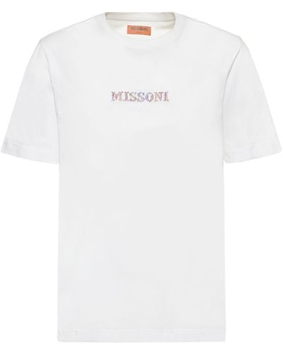Missoni T-shirt Aus Baumwolljersey Mit Logo - Weiß