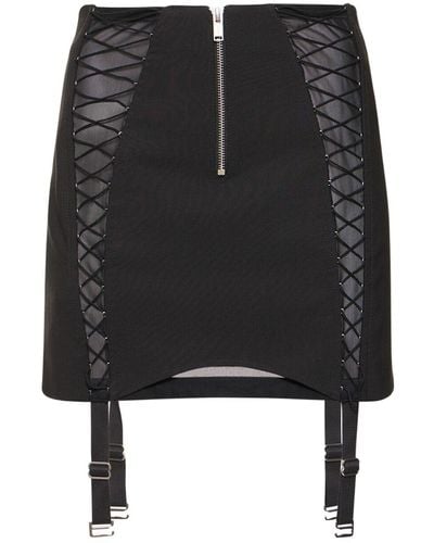 Dion Lee Wool Blend Interlock Zipped Mini Skirt - Black