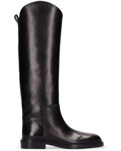 Jil Sander 25mm Leather Riding Boots - Black