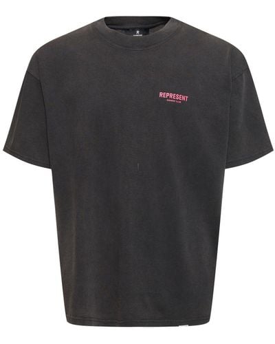 Represent Camiseta de algodón con logo - Negro