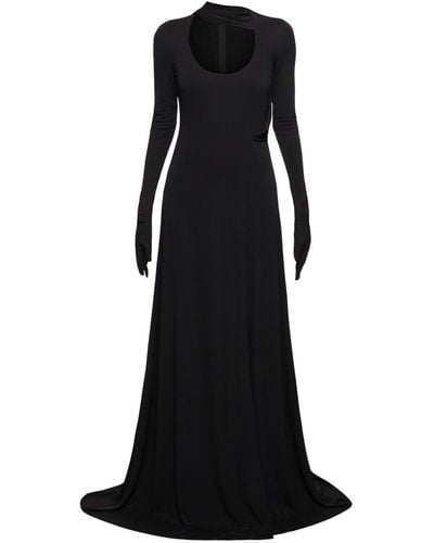 ALESSANDRO VIGILANTE Fluid Jersey Long Sleeve Long Dress - Black