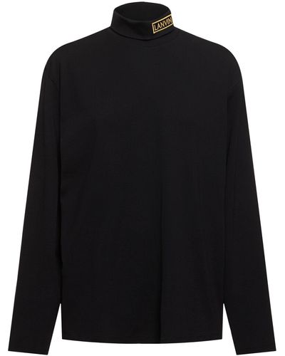 Lanvin T-shirt collo alto in jersey - Nero