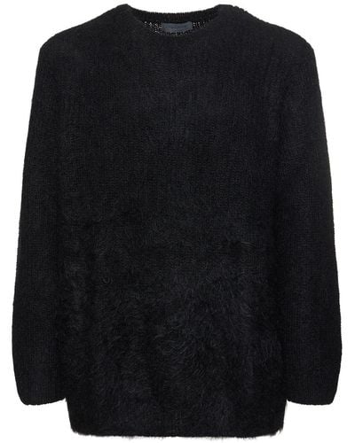 Yohji Yamamoto Suéter de mohair con cuello redondo - Negro