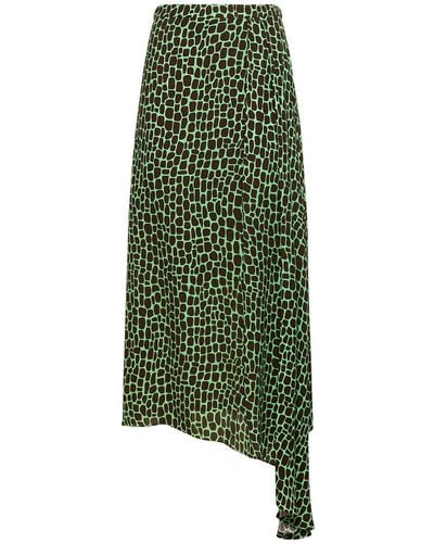 MSGM Gonna midi in viscosa stampata - Verde