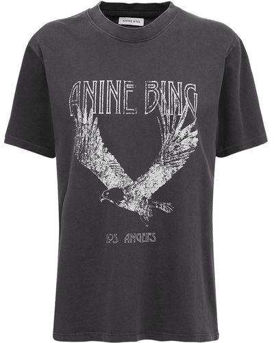 Anine Bing T-shirt En Jersey De Coton Imprimé Aigle Lili - Noir
