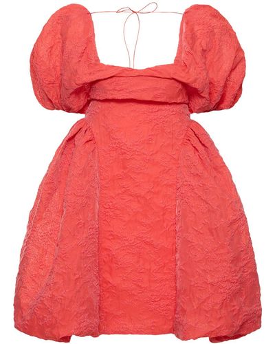 Cecilie Bahnsen Sidra Cotton Blend Puff Sleeve Minidress - Red