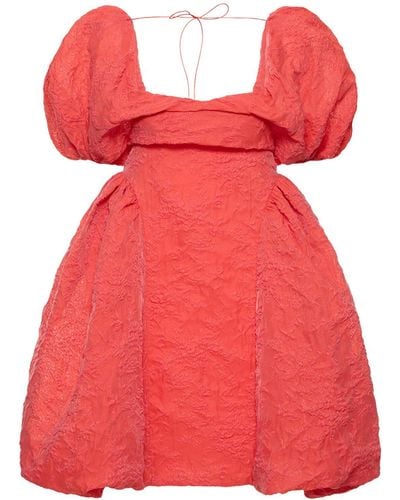 Cecilie Bahnsen Sidra cotton blend puff sleeve minidress - Rosso