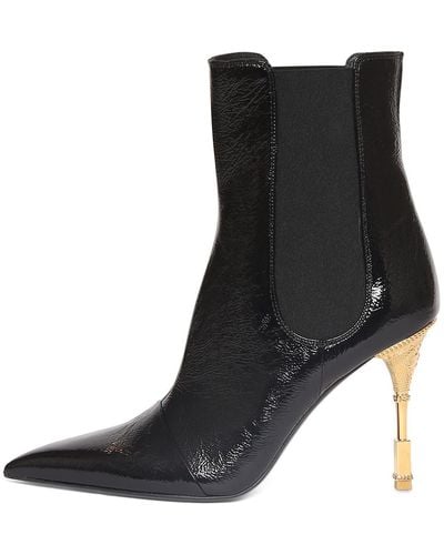 Balmain Leather Moneta Ankle Boots 95 - Black