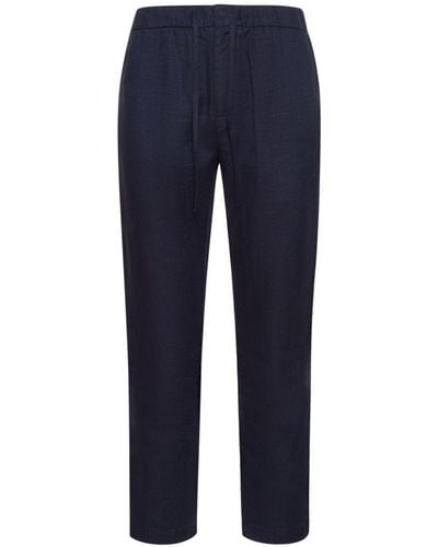 Frescobol Carioca Pantalones chino de lino y algodón - Azul