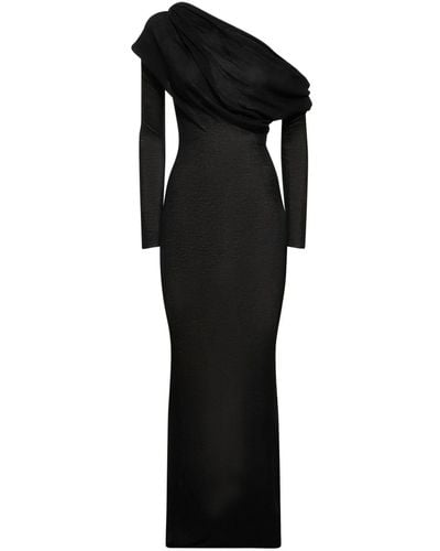 Christopher Esber Radial Wave Wool Knit Maxi Dress - Black