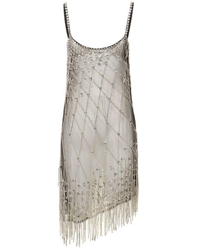 DSquared² Cage Mesh Mini Dress W/Crystals - Grey