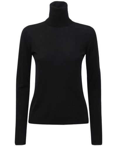 Max Mara Palos Wool Knit Turtleneck Sweater - Black