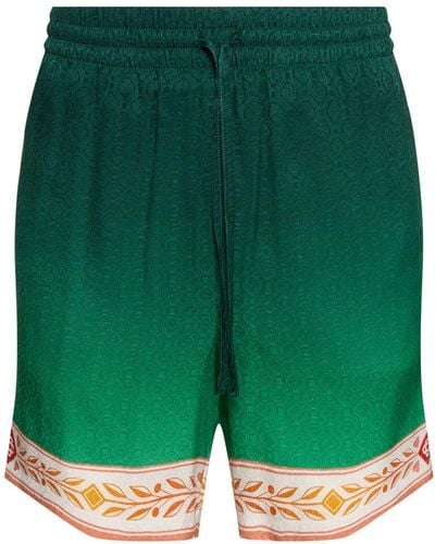 Casablanca Unity Is Power Print Silk Shorts - Green