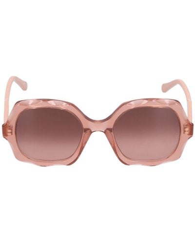 Chloé Scalloped Squared Bio-acetate Sunglasses - Pink