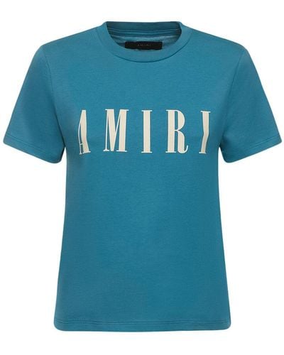 Amiri Logo Printed Cotton Jersey T-Shirt - Blue