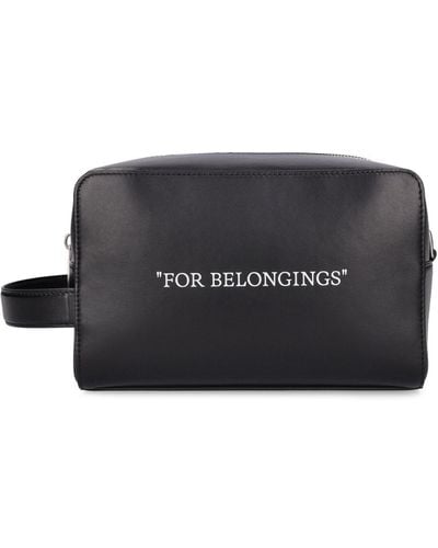 Off-White c/o Virgil Abloh Quote Bookish Leather Toiletry Bag - Black