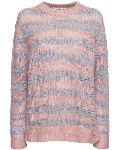 Acne Studios Karita Cotton Blend Crewneck Sweater - Pink