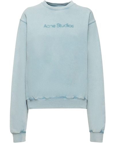 Acne Studios Jersey-sweatshirt Mit Ausgeblichenem Logo - Blau