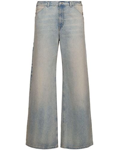 Courreges Wide Cotton Denim Jeans - Grey